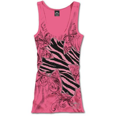 NEW KATYDID PINK RHINESTONE ZEBRA CROSS TANK TOP  