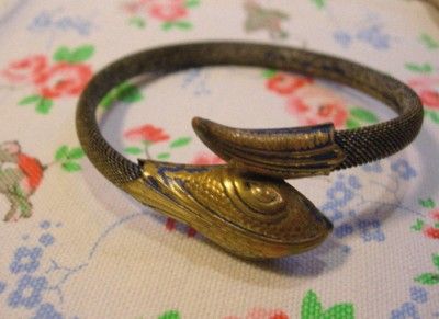 Art Deco Gilt & Blue Enamel Mesh Snake Bracelet  