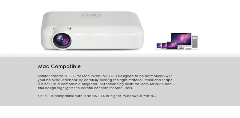 New Bonitor 02 Portable Mini Projector Mac Laptop  