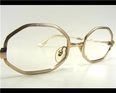 VINTAGE SWANK 60s GOLD OCTOGON WOMANS EYEGLASSES FRAMES  