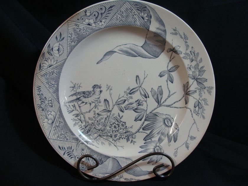   Davenport Transferware Blue Java Singing Bird Floral Branch Plate