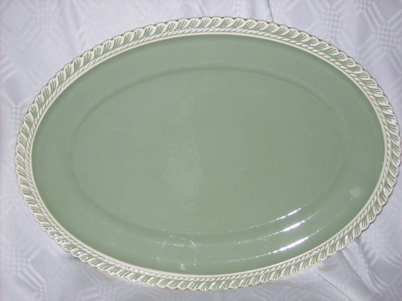 Harker Harkeware Pate Sur Pate 13 1/2 Olive Gr Platter  