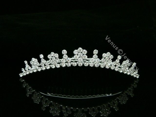 Bridal Rhinestone Crystal Flower Wedding Tiara Hair Comb 6563  