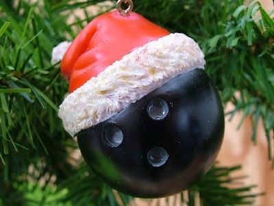 Bowling Ball Bowler Sport Santa Hat Christmas Ornament  