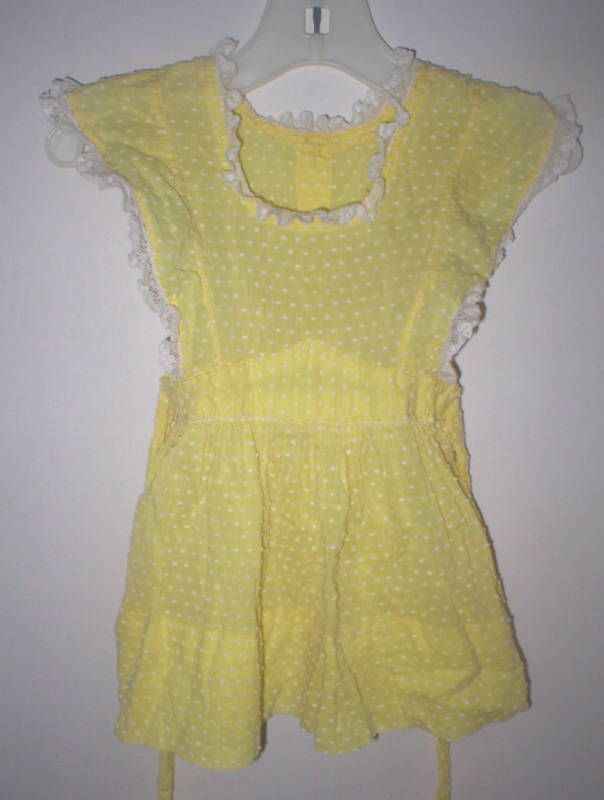 Vint 1930 40s yellow dotted swiss pinafore/sundress1 2  