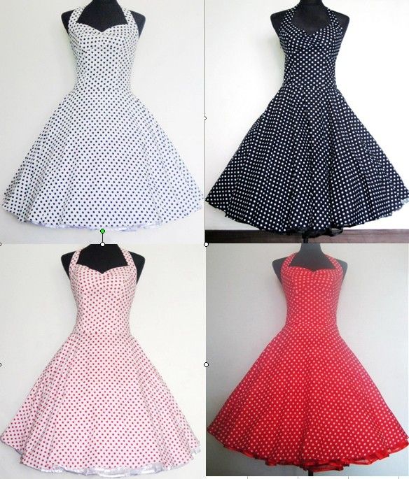 50S 60s VINTAGE STYLE ROCKABILLY SWINGDRESS 5 colors  