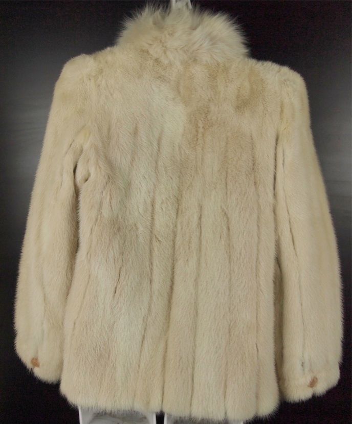 Vtg 80s Sakowitz Blond Mink Fur Coat 8/10 M Shaggy Jacket Fox Shawl 