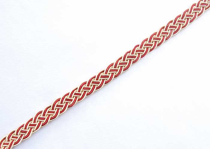 Celtic Knot, Woven, Bullion, Braid Trim. Gold & Red  