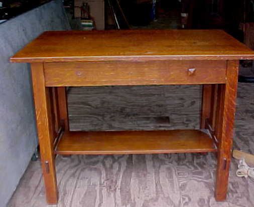 ANTIQUE STICKLEY 1 DRAWER 40 MISSION OAK LIBRARY TABLE  