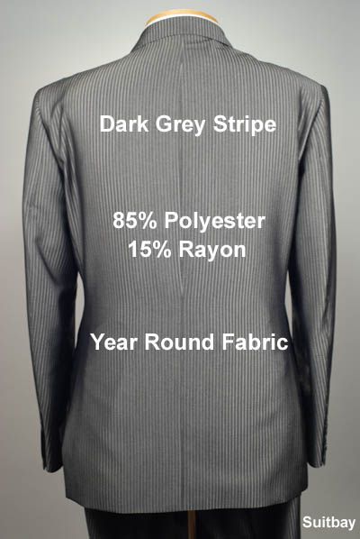   Dark Gray Striped SUIT SEPARATE 46 Long Mens Suits   SS15  
