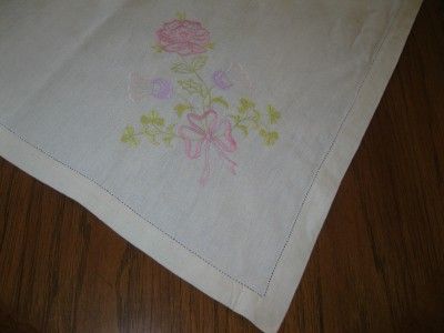 VINTAGE SQUARE EMBROIDERED HEM STITCH TABLECLOTH  