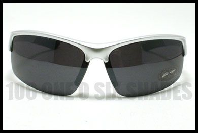SPORTY Mens Sunglasses Running Cycling Wrap Around Rubber Grip SILVER 