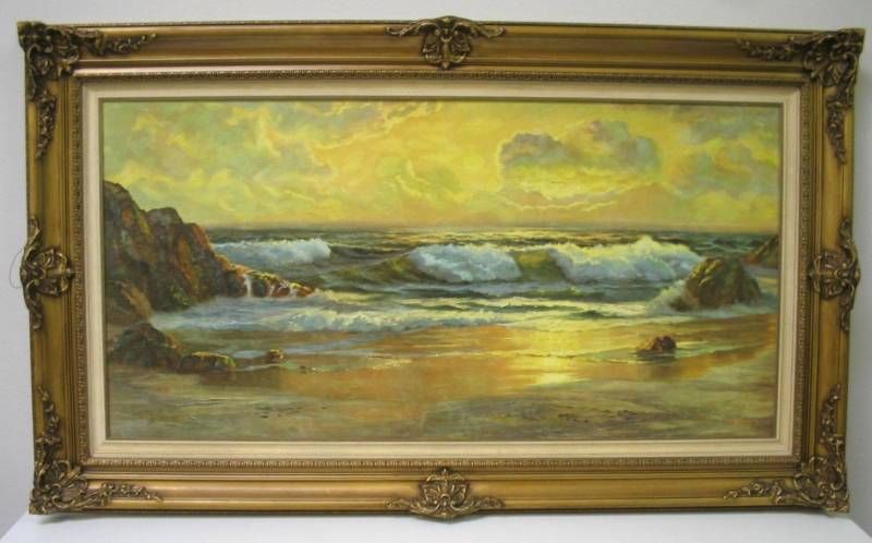 LARGE Early Beverly Carrick CA Seascape Oil Painting 4  