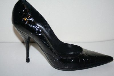 Casadei Black Patent Leather Heels faux Crocodile sz. 6B  