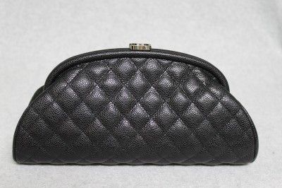 Chanel Timeless Classic Black Caviar Leather Clutch Bag New 2012C 