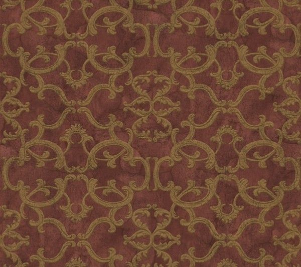 Burgundy & Rose Ironwork Damask Wallpaper Double Rolls  