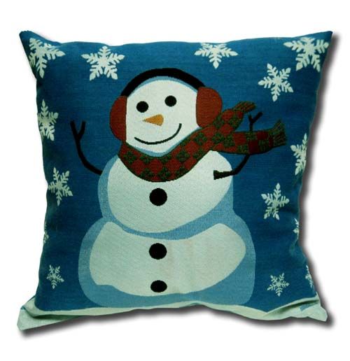 LOT 2 CHRISTMAS HOLIDAY FROSTY WINTER SNOWMAN BLUE DECOR THROW PILLOW 