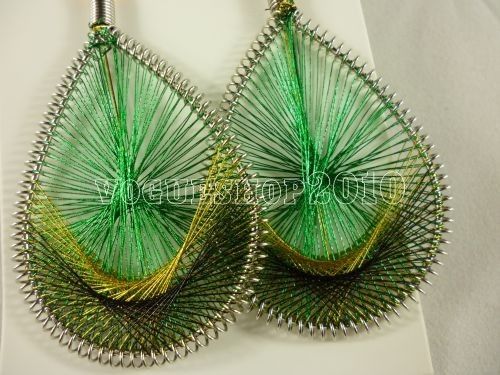 Hot Handmade Green with Multicolors Dangle Thread Earring 1 pair 