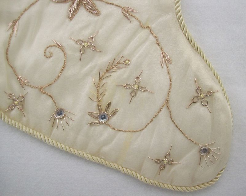 Beautiful Cream Beige Sheer Organza Christmas Stocking  