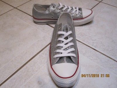 New converse allstar silver glitter shoes and white toes and soles and 
