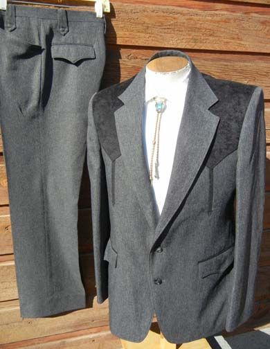 Mens CIRCLE S Western Suit 40R 30x30   with a Fancy Felt Cowboy Yoke 