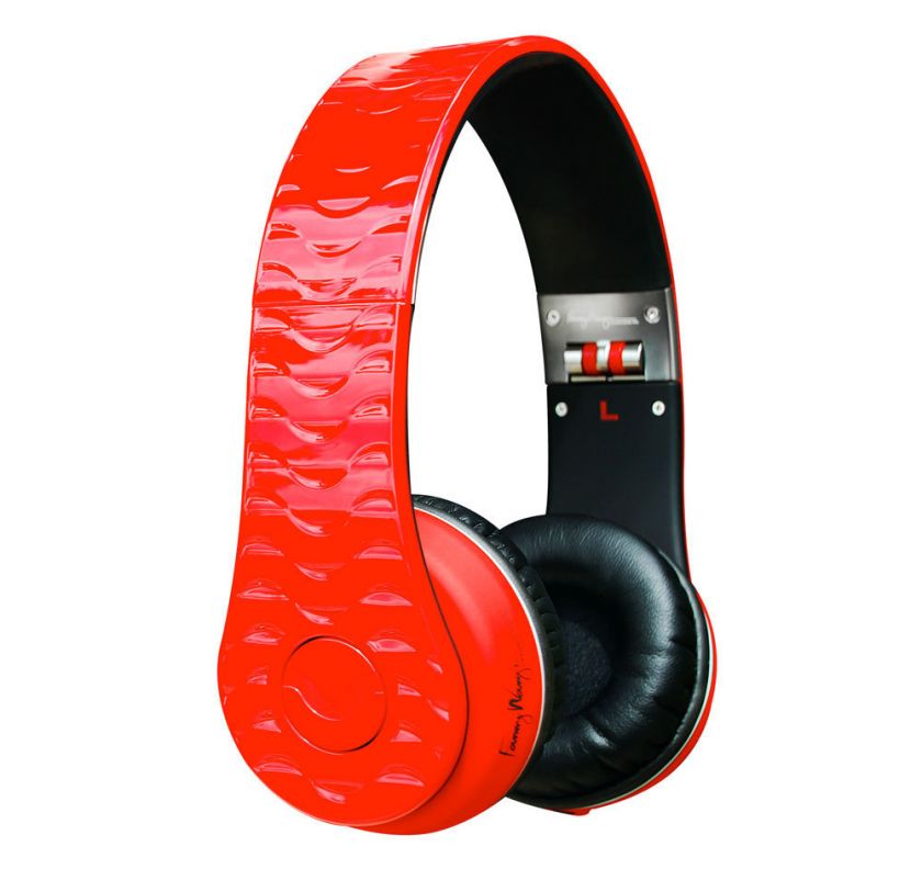 Fanny Wang 1002 Red Classic Style Headphones with Inline Microphone 