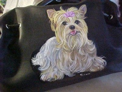 BEAUTIFUL YORKIE HANDPAINTED HANDBAG PURSE   