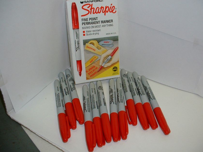 SHARPIE markers   RED   Fine Point Permanent Markers   1 dozen/box 