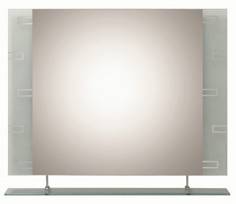 Contemporary Geometric Frameless Wall Mirror Shelf  