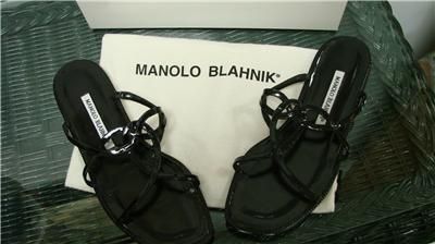 MANOLO BLAHNIK SANDALS / SHOES BLACK SIZE 36 1/2 (U.S. Size 6 1/2 