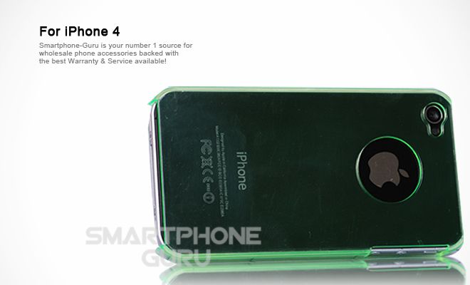 iPhone 4 Green Crystal Clear, Thin (.8mm) Invisible Protector Hard 