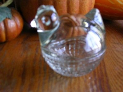   HOCKING HEN on NEST Covered Dish GLASS CURIOS CHICKEN ROOSTER  