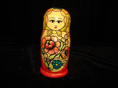 Vintage 3 Nesting Handmade Wooden Russian Doll  