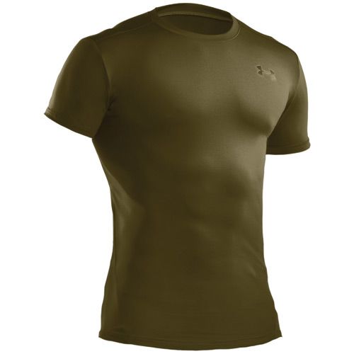 UNDER ARMOUR COMPRESSION HEATGEAR CREW TSHIRTS BLK TAN  