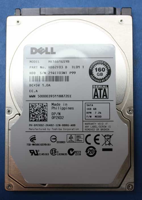 DELL / Toshiba MK1661GSYB 160GB 16MB Cache Serial ATA 3.0Gbps 7200RPM 