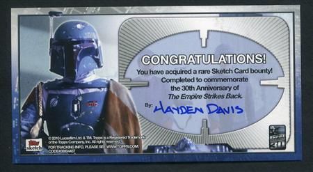 2010 Topps Empire Strikes Back 3D Sketch Card 1/1 Hayden Davis  