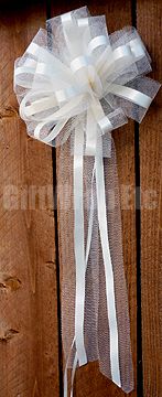 20 IVORY TULLE PEW BOWS PULL RIBBON WEDDING DECORATIONS  