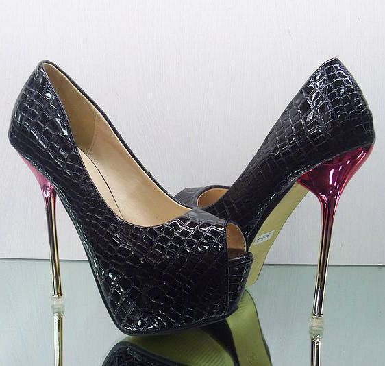   High Heels Party Queen Platform Snake Stripe Reticular Open Toe shoes