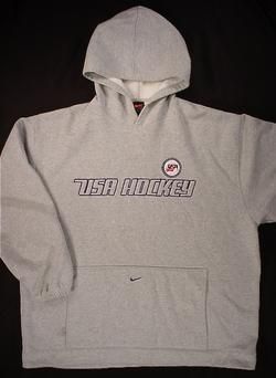 USA HOCKEY Olympic Embroidered Hoodie Sweatshirt (Mens XXL) Grey 