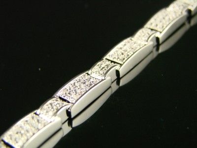 NEW ICY MENS WHITE GOLD FINISH CZ BRACELET  