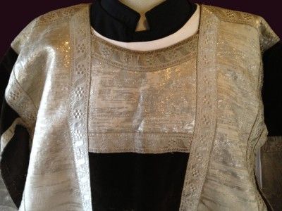 VESTMENT   Antique TUNICLE in BLACK and Cloth of Silver VERY SCARCE 