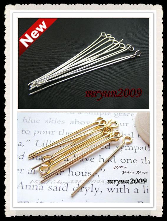 Free 100PCS Jewelry Design Repair gold Silver plated BALL FLAT HEAD 