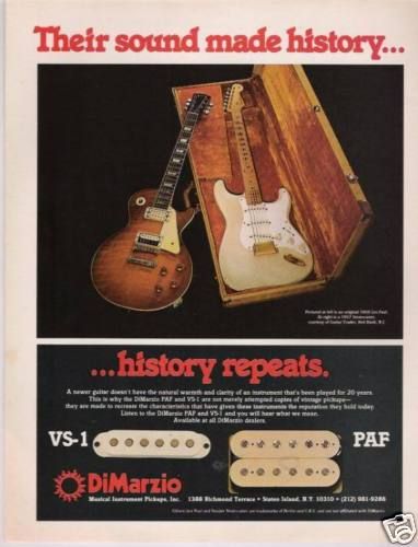 1981 VINTAGE AD DiMarzio VS 1 PAS 59 Les Paul 57 Strat  