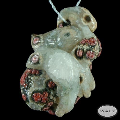 Carved Ocean Jasper Bird Pendant Bead  