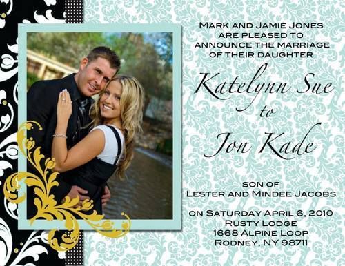 Damask Custom Photo Wedding Invitation Design Service  