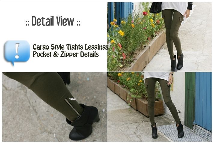 Military Cargo Leggings Lady Tights Stretch Cotton Vintage Skinny NWT 