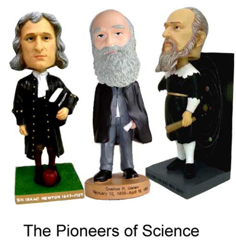 Pioneers of Science Bobbleheads_Darwin, Newton, Galileo  