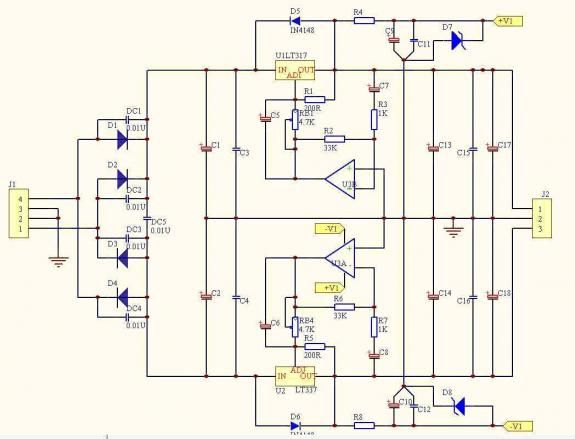 LM317 LM337 Servo Power Supply Board PCB  