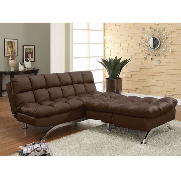 Chocolate Color Finish 2 piece Sofa / Futon Set  