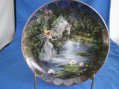 MIMI JOBE SILVERY SPLASHES BRADFORD PLATE UNICORN FAIRY  